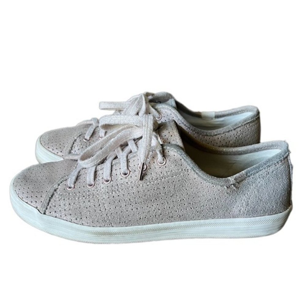 Keds Kate Spade Kickstart ROSE GOLD Shimmer Perforated Sneakers Shoes Sz 8
